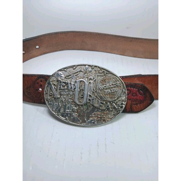 Award Design New Orleans World Fair 24K Gold & Silver plated Brass Belt Buckle main image 4